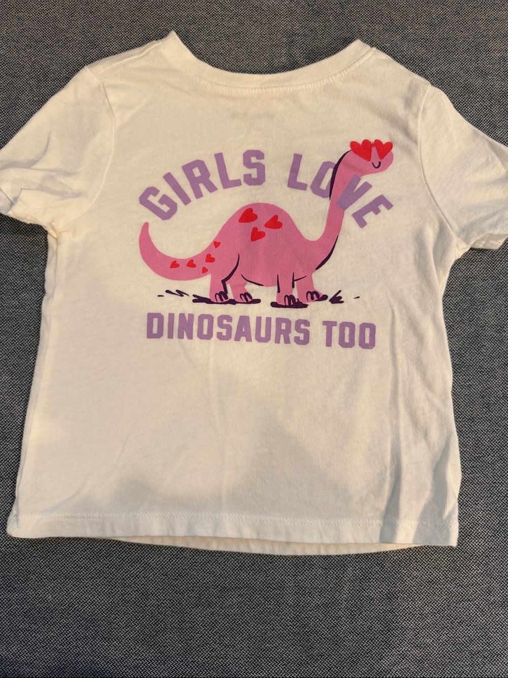 Old Navy White Tee with Pink Heart Dinosaur Graphic